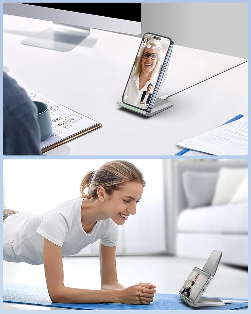 NANAMI  Fast Wireless Charger, Qi Certified Wireless Charging Stand Compatible iPhone 17/17 Air/16/16 Plus/15/14/13/12, Desktop Charger for Samsung Galaxy S25/S24/S23/S22/S21 and Qi-Enabled Phone - Image 5